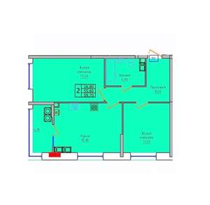 2-к квартира, строящийся дом, 60м2, 16/18 этаж