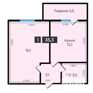1-к квартира, строящийся дом, 35м2, 1/16 этаж