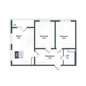 2-к квартира, вторичка, 69м2, 17/20 этаж