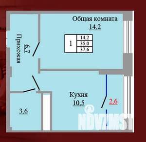 1-к квартира, вторичка, 38м2, 8/9 этаж