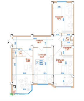 3-к квартира, вторичка, 100м2, 6/8 этаж