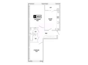 2-к квартира, вторичка, 66м2, 3/12 этаж