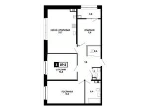 2-к квартира, вторичка, 90м2, 9/24 этаж