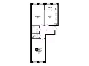 2-к квартира, вторичка, 62м2, 9/14 этаж