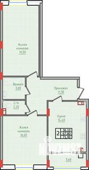 2-к квартира, строящийся дом, 71м2, 5/10 этаж