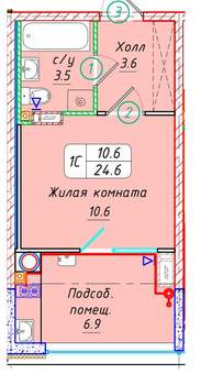 Студия квартира, вторичка, 25м2, 13/21 этаж