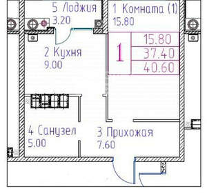 1-к квартира, вторичка, 37м2, 20/22 этаж