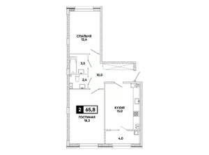 2-к квартира, вторичка, 66м2, 7/8 этаж