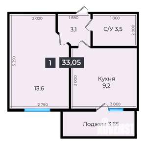 1-к квартира, вторичка, 33м2, 12/16 этаж