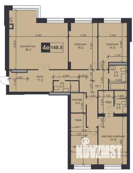 4-к квартира, строящийся дом, 149м2, 2/9 этаж