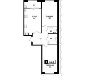 2-к квартира, вторичка, 66м2, 4/21 этаж