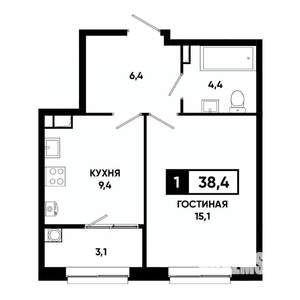 1-к квартира, вторичка, 38м2, 10/19 этаж