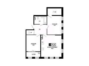 1-к квартира, вторичка, 75м2, 11/14 этаж