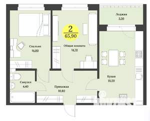 2-к квартира, строящийся дом, 66м2, 10/12 этаж