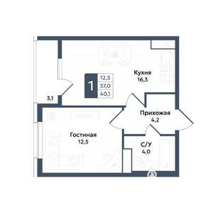 1-к квартира, вторичка, 40м2, 2/20 этаж