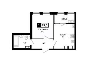 1-к квартира, вторичка, 30м2, 16/24 этаж