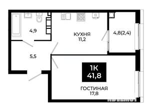 1-к квартира, вторичка, 42м2, 3/24 этаж