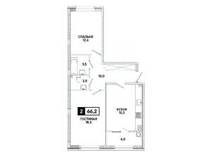 2-к квартира, вторичка, 66м2, 2/8 этаж