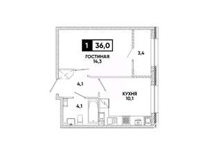 1-к квартира, вторичка, 36м2, 9/16 этаж