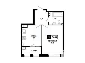 1-к квартира, вторичка, 36м2, 5/24 этаж