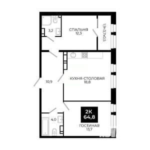 1-к квартира, вторичка, 65м2, 17/24 этаж