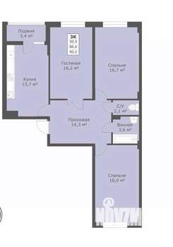 3-к квартира, вторичка, 90м2, 10/18 этаж