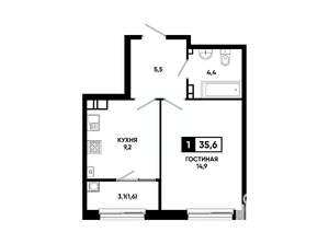 1-к квартира, вторичка, 36м2, 4/24 этаж
