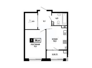 1-к квартира, вторичка, 39м2, 3/24 этаж