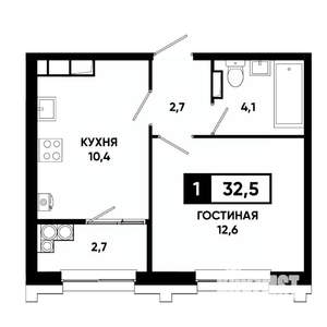 1-к квартира, вторичка, 33м2, 14/21 этаж