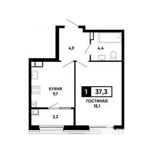 1-к квартира, вторичка, 37м2, 10/18 этаж
