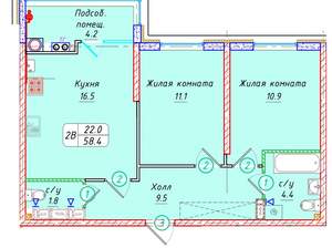 Студия квартира, вторичка, 58м2, 17/21 этаж