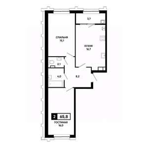 2-к квартира, вторичка, 66м2, 10/21 этаж