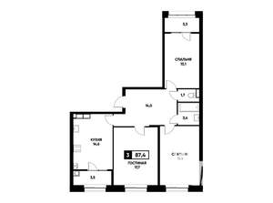 3-к квартира, вторичка, 87м2, 12/20 этаж