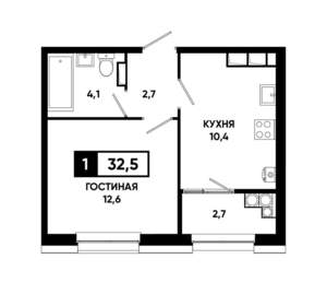 1-к квартира, вторичка, 33м2, 18/20 этаж