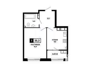 1-к квартира, вторичка, 35м2, 18/24 этаж