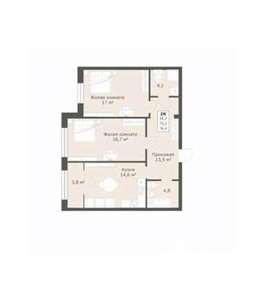 2-к квартира, вторичка, 77м2, 8/12 этаж