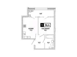 1-к квартира, вторичка, 36м2, 15/16 этаж