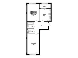 2-к квартира, вторичка, 62м2, 11/24 этаж