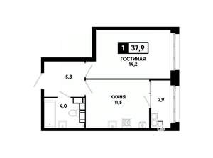 1-к квартира, вторичка, 38м2, 22/24 этаж