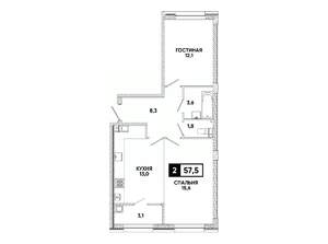 2-к квартира, вторичка, 58м2, 4/8 этаж