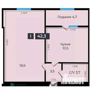 1-к квартира, вторичка, 42м2, 2/17 этаж