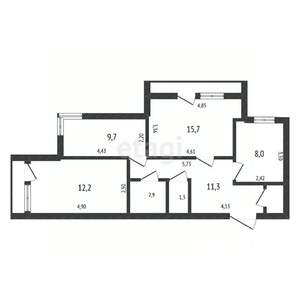 3-к квартира, вторичка, 62м2, 14/14 этаж