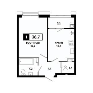 1-к квартира, вторичка, 39м2, 4/20 этаж
