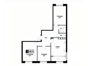 3-к квартира, вторичка, 88м2, 13/18 этаж