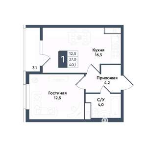 1-к квартира, вторичка, 40м2, 4/20 этаж