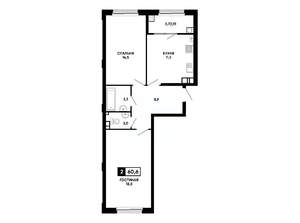 2-к квартира, вторичка, 61м2, 4/24 этаж
