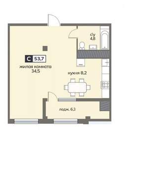 1-к квартира, строящийся дом, 54м2, 10/12 этаж