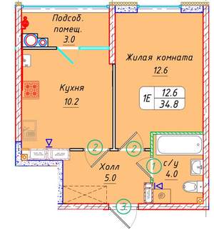 1-к квартира, вторичка, 35м2, 22/21 этаж