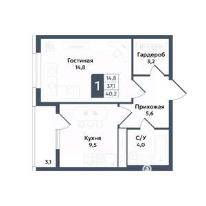 1-к квартира, вторичка, 40м2, 8/20 этаж