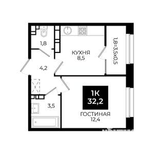 1-к квартира, вторичка, 32м2, 22/24 этаж